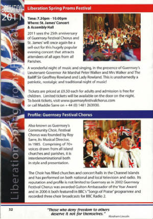 Choir Feature in Liberation 2011 Brochure